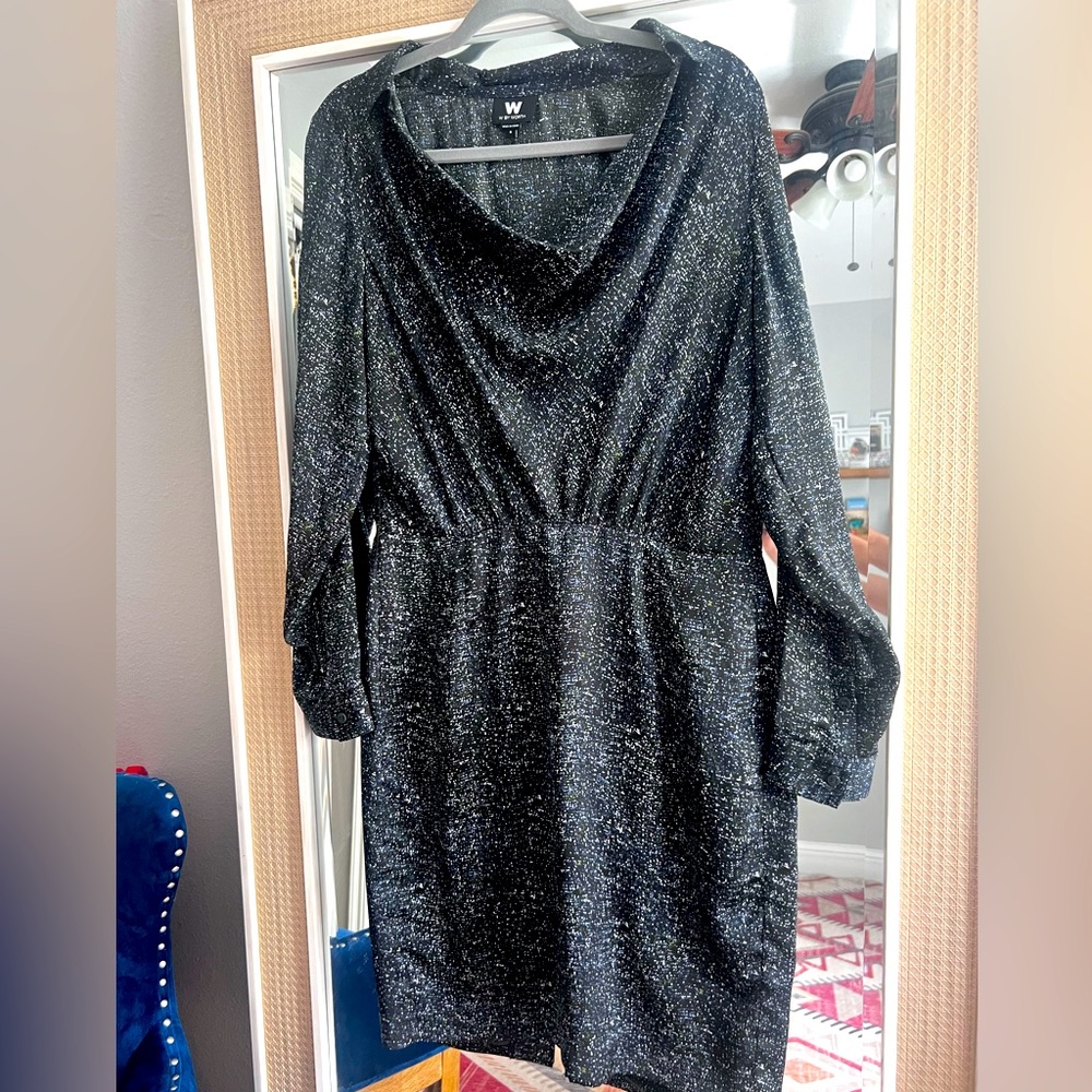 W by Worth light weight shift dress - navy blue speckled, size 8